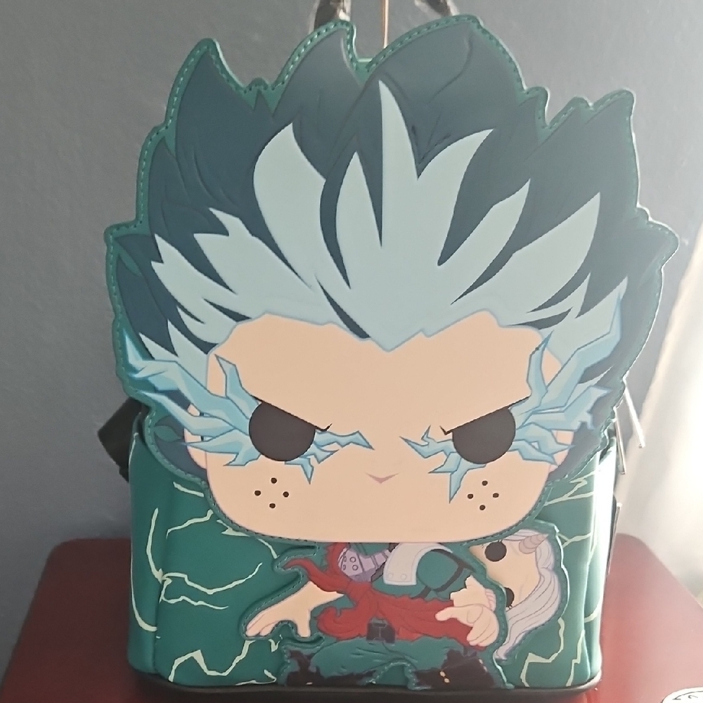 Anime Character Backpack with Blue and Green Design